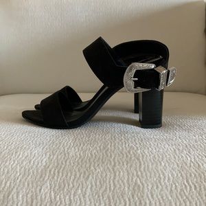 H&M silver buckle chunky heels